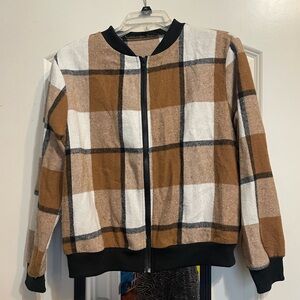 SHEIN Plaid Zip-Up Jacket